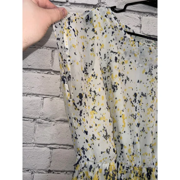 Cato Plus Size 14W White Yellow Gray Ombre Geometric Sleeveless Mid Dress - Picture 5 of 9